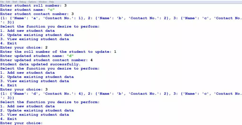 Python Program to Enter Update and Display Student data in binary file 1 Enter Update and Display Student data in binary file