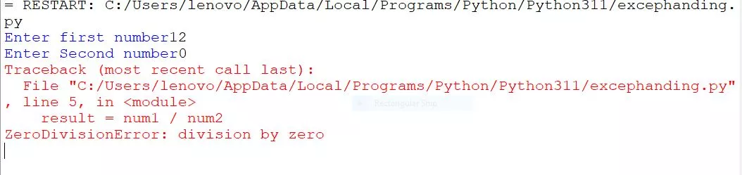 Exception Handling in Python Class 12 Notes