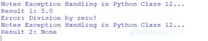 Exception Handling in Python Class 12 Notes