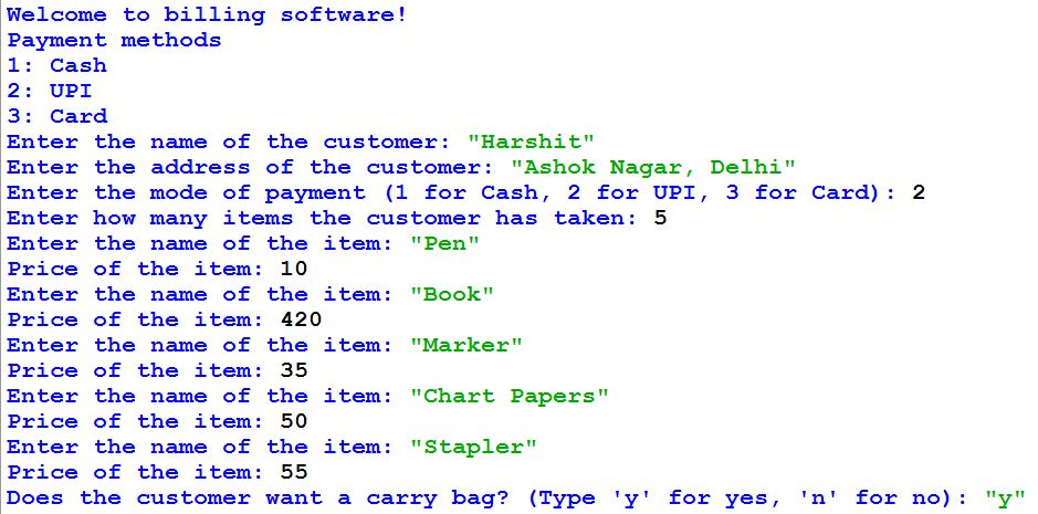 Simple Billing System in Python for Class 11